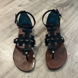 Tory Burch Black Leather Strap Sandals Size 7